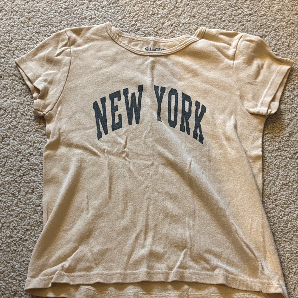 brandy melville john galt 100% cotton new york t shirt cream